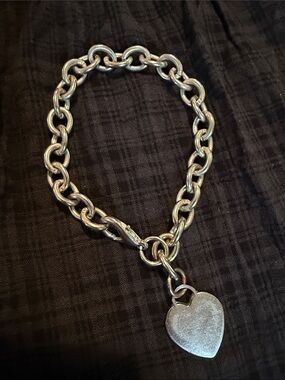 Silver Heart Tag Charm Bracelet - Women's Jewelry